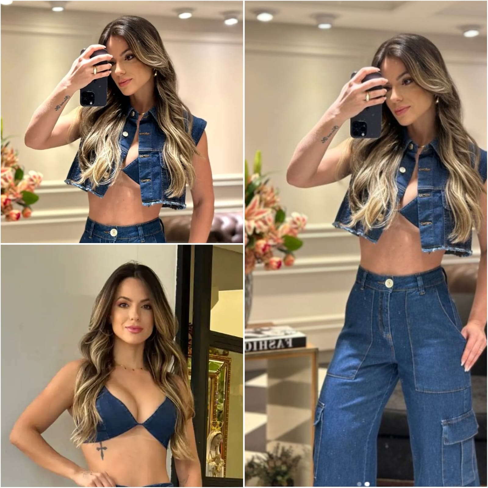 Conjunto Mini Camisa Celine com Top Brallet Camila - Erika Rocha